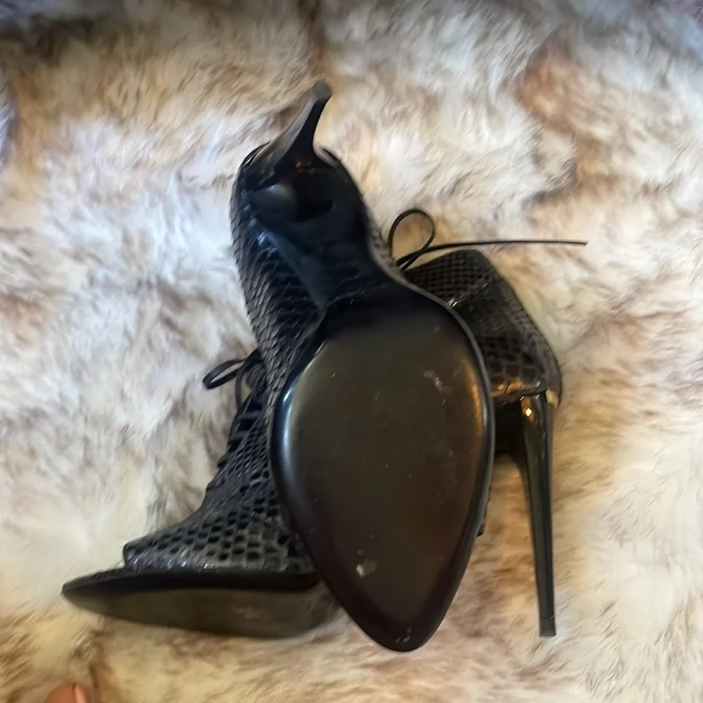 Burberry black python open toe ankle booties - Picture 3 of 5